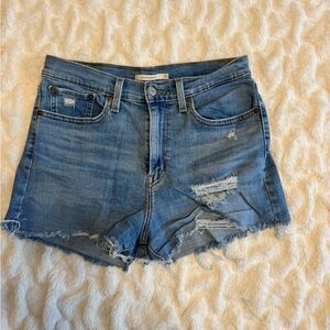 Trendy Blue Distressed Jean Shorts